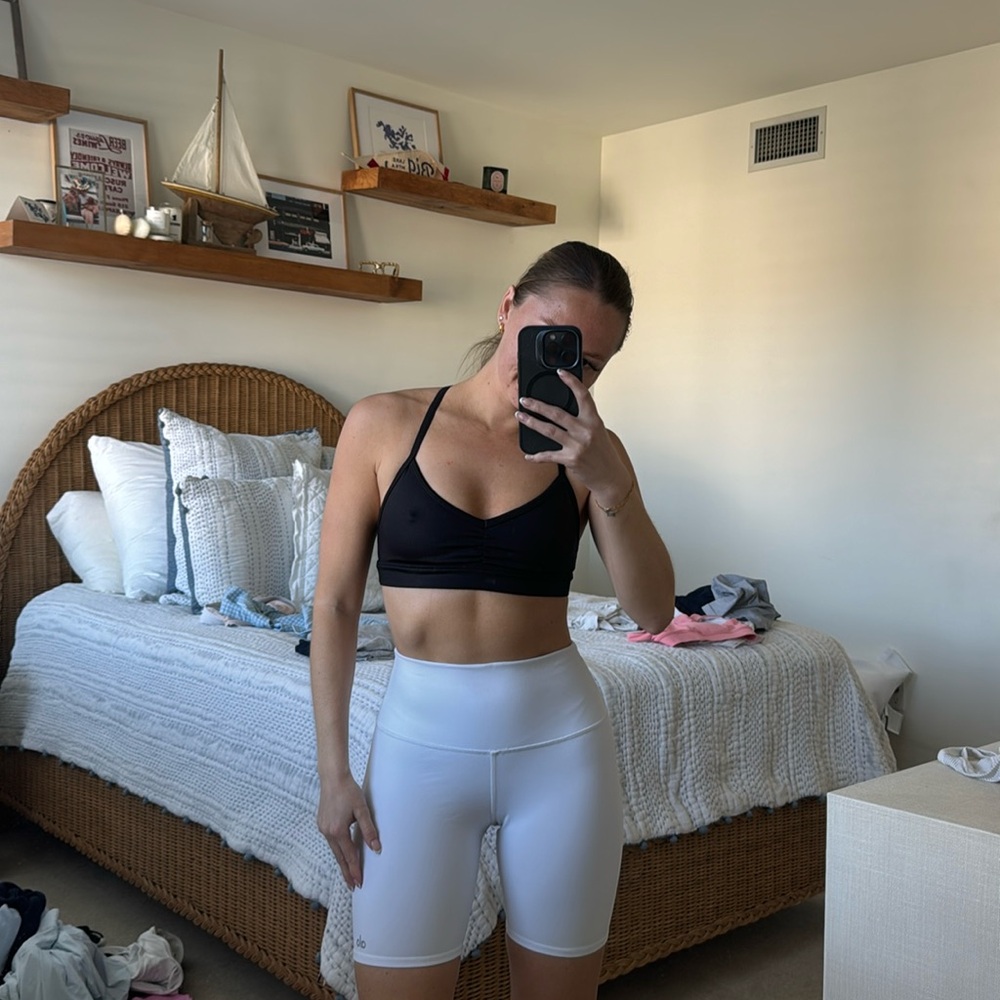 Alo Yoga White Biker Shorts